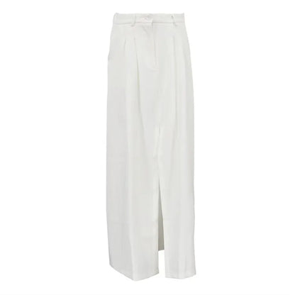 Falda midi de poliéster de cintura alta con abertura, diseño ajustado y elegante, estilo casual para mujer