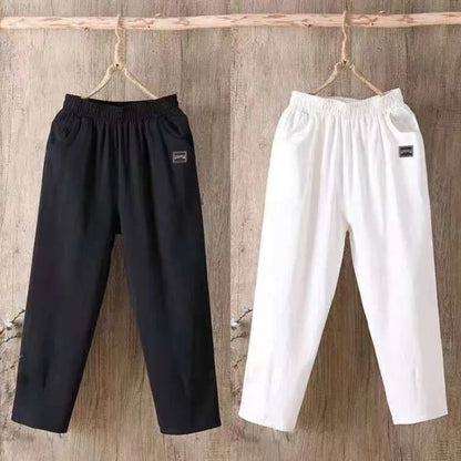 Pantalones Harlan de algodón sueltos para mujer, pantalones informales de verano para mamá, pantalones informales de algodón ...