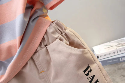 Novedad de verano, ropa de verano para bebés, conjuntos de ropa para niños recién nacidos, camisetas de manga corta con cuello redondo, pantalones cortos geniales, trajes deportivos