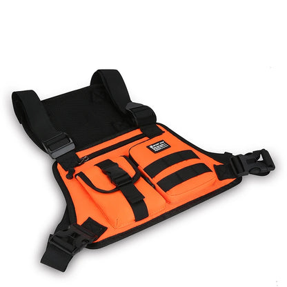 Hip-hop de moda para hombre con múltiples bolsillos bolso de pecho táctico funcional ligero viaje duradero bolso de chaleco deportivo de moda