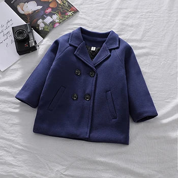2 3 4 5 6 Years Baby Boys Jacket Spring Autumn Keep Warm Fashion Windbreaker Long Sleeve Woolen Coat Birthday Gift Kids Clothes