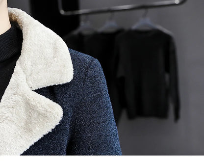 Chaquetas de lana de invierno coreanas para hombres, chaqueta de mezcla de lana gruesa de felpa con solapa, gabardina larga informal de negocios, abrigo de calle