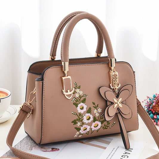 Bolsos de compras de Color sólido bordados de marca a la moda para mujer, bolso de mano de gran capacidad, bolso de hombro tipo bandolera de diseño lujoso para mujer