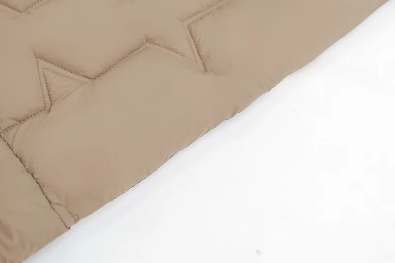 Chaqueta Larga de Algodón Grueso para Mujer, Acolchada, Ajustada, con Cintura Ajustable, Manga Larga, Cierre de Cremallera