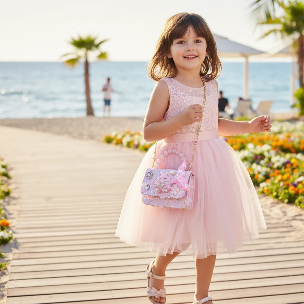 Bolso de Mano con Perlas para Niñas, Mini Bolso Bandolera, Estilo Moderno, para Regalo de Cumpleaños, Ligero, de Cuero PU