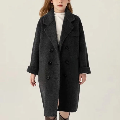 Ropa Infantil Coreana, Abrigo de Lana de Doble Cara para Niños y Niñas, Abrigo Largo de Lana Coreana, Abrigo de Algodón Imitación de Doble Cara