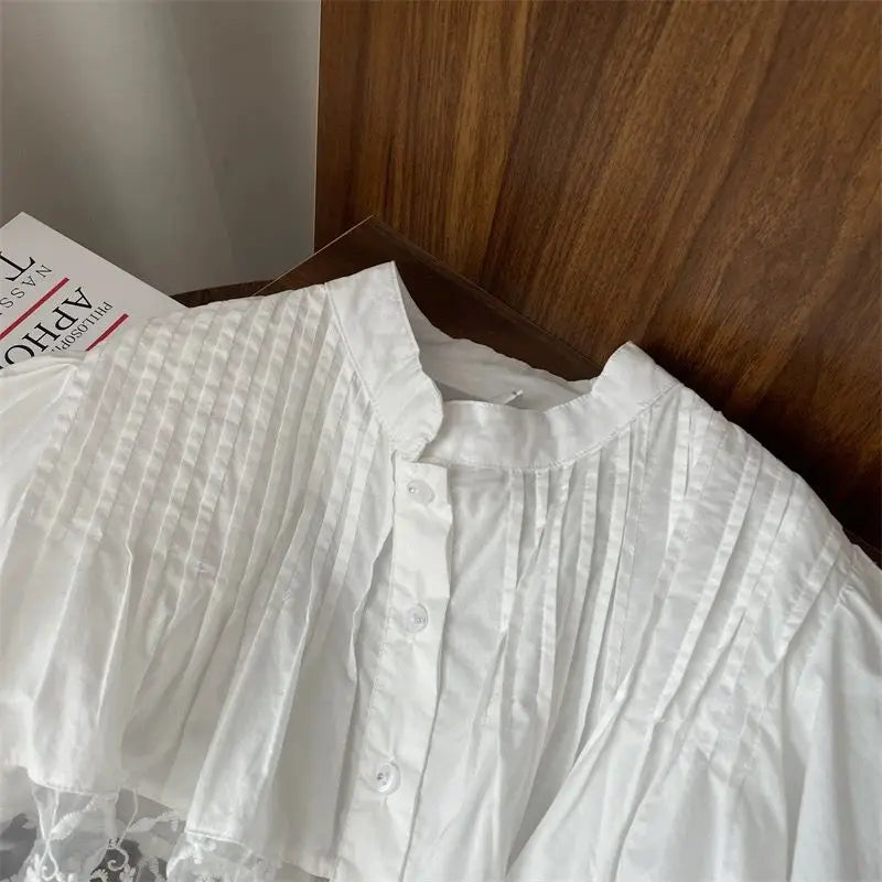Conjunto de Dos Piezas de Camisa Blanca de Encaje y Jeans para Niñas, Primavera y Otoño 2026, Ropa de Princesa para Bebés y Niñas Pequeñas, Primavera/Verano