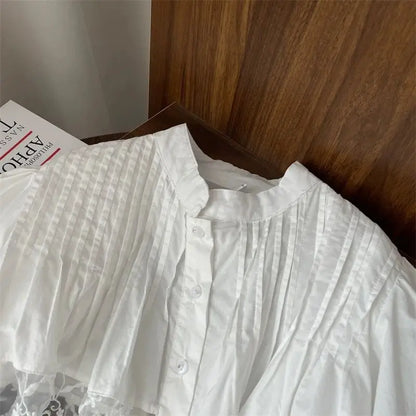 Conjunto de Dos Piezas de Camisa Blanca de Encaje y Jeans para Niñas, Primavera y Otoño 2026, Ropa de Princesa para Bebés y Niñas Pequeñas, Primavera/Verano