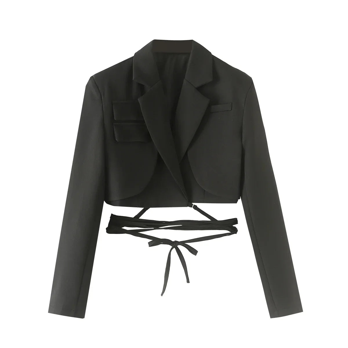 Early Autumn Women's Cross-Belted Slim Fit Short Suit Jacket Fashionable Business Casual Style Long Sleeve Commute Friendly
