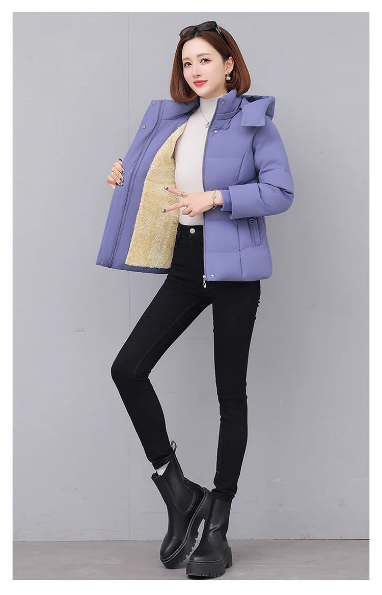 Chaqueta de algodón con forro polar grueso para mujer ENYW, abrigo informal holgado de invierno, ropa cálida para mamá, manga...
