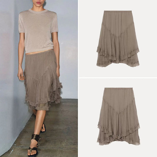 Falda Corta Asimétrica de Moda para Mujer, Cintura Media, con Capas Decorativas, Ropa de Verano 2026, Nuevo Estilo Zadata, Co...