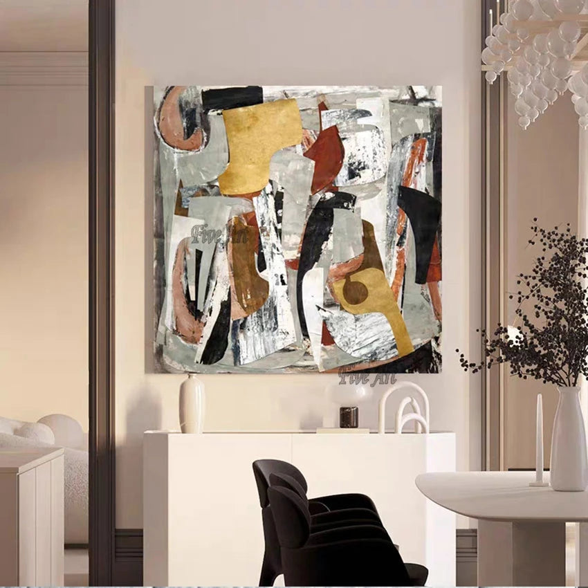 100% pintura abstracta acrílica pintada a mano, diseño de lienzo, Idea texturizada, decoración, obra de arte, imagen de pared moderna sin marco, regalos