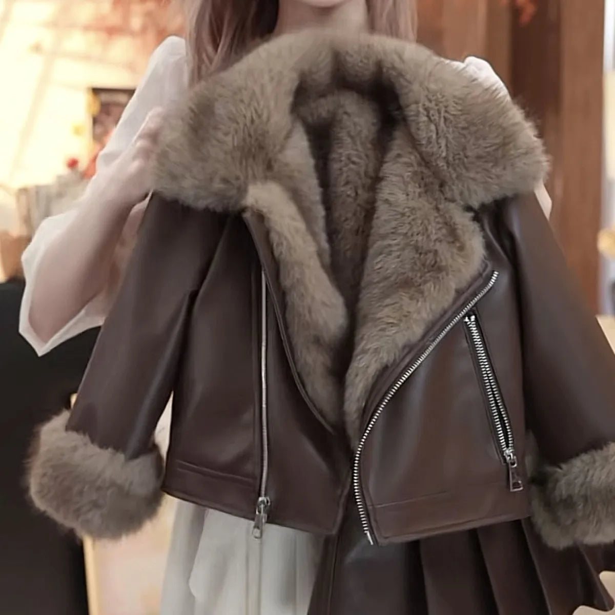 Conjunto de Otoño Invierno para niñas, chaqueta de cuero, nueva chaqueta de cuero gruesa coreana, Falda plisada de moda, conjunto de dos piezas, 2025