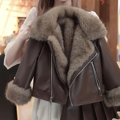 Conjunto de Otoño Invierno para niñas, chaqueta de cuero, nueva chaqueta de cuero gruesa coreana, Falda plisada de moda, conjunto de dos piezas, 2025