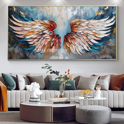 Arthyx, pintura al óleo abstracta pintada a mano con cuchillo y efecto 3D de alas sobre lienzo, pósteres con textura, cuadros grandes para pared, decoración moderna para el hogar + paquete Switch In Art completo