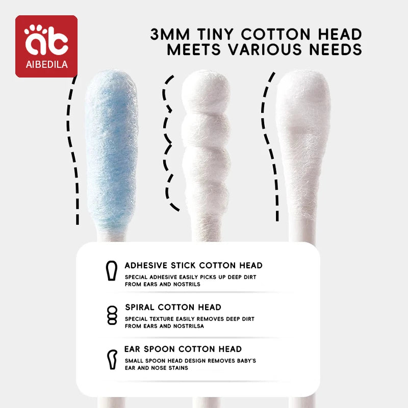 Hisopos de algodón para bebés con doble punta, para limpieza de oídos y nariz, multifuncionales, de bambú, para maquillaje y limpieza de bebés y niños