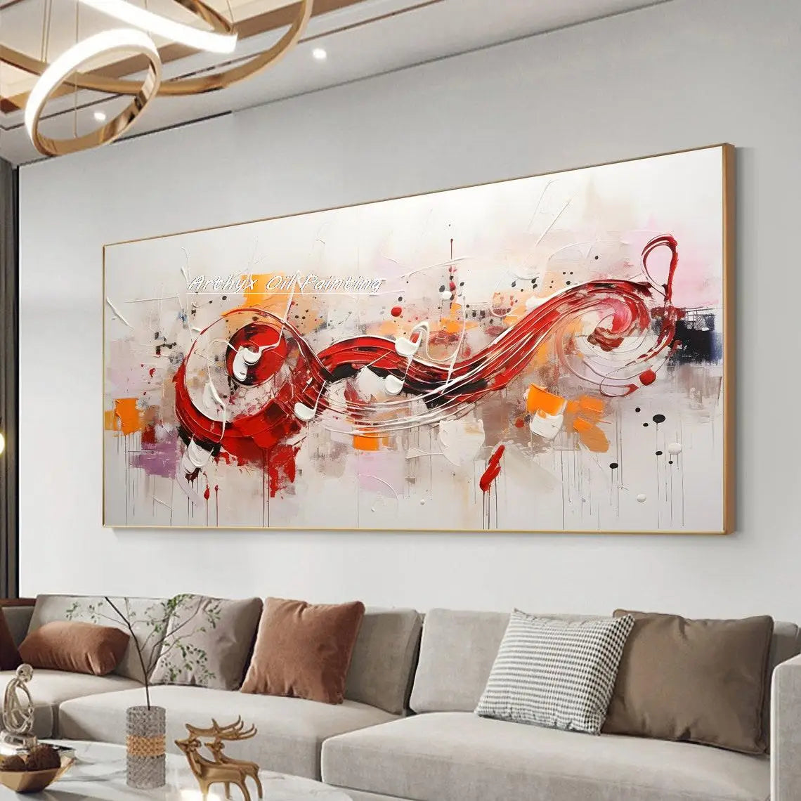 Arthyx, pintura al óleo de notas musicales grandes pintadas a mano sobre lienzo, imagen artística de pared, decoración moderna del hogar, carteles abstractos de textura, obra de arte + paquete Switch In Art completo