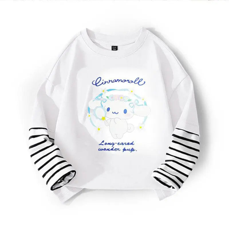 Kuromi My Melody Cinnamoroll camiseta para niños dos piezas Patchwork Y2K sudadera de manga larga Casual niñas niño Tops