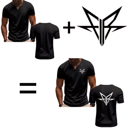 Camiseta con cuello en V con estampado personalizado DIY, camiseta de manga corta a la moda para hombre, top streetwear informal elegante y elegante, uso diario.