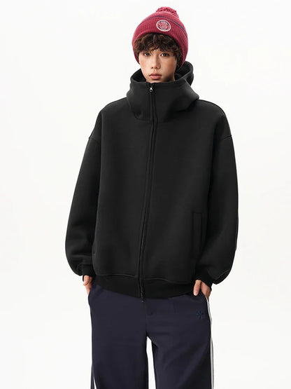 Sudaderas con capucha y cremallera de Color liso para hombre, sudaderas con capucha de moda de venta al por menor Retro, chándal informal de algodón de gran tamaño, novedad de 2026