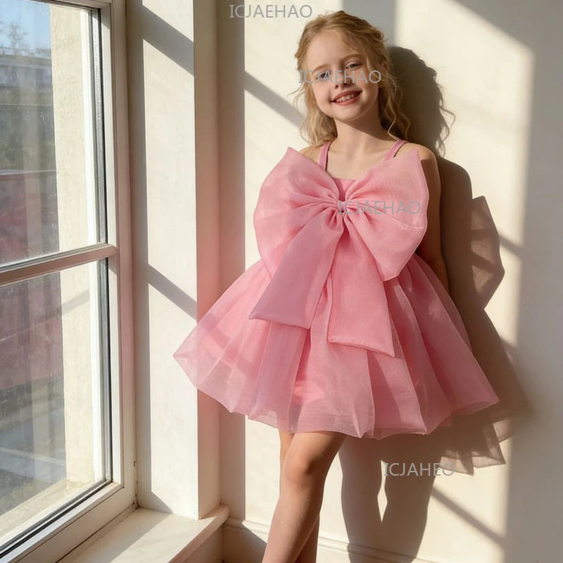 Vestido Formal de Verano 2026 para Niñas, Vestido de Tul Rosa para Niñas, Traje de Princesa para Fiesta de Primer Cumpleaños, Disfraz de Gala