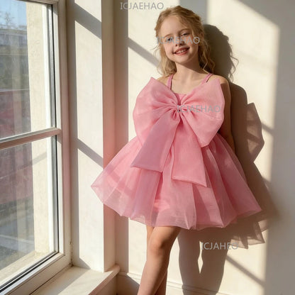 Vestido Formal de Verano 2026 para Niñas, Vestido de Tul Rosa para Niñas, Traje de Princesa para Fiesta de Primer Cumpleaños, Disfraz de Gala