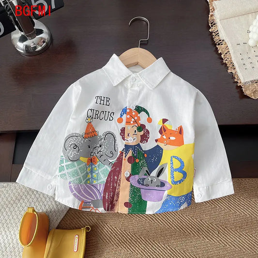 Ropa coreana para niños, camisas finas de algodón para niños, abrigo de dibujos animados para chico, Top holgado de manga larga para niño de 1 a 6 años, primavera y otoño