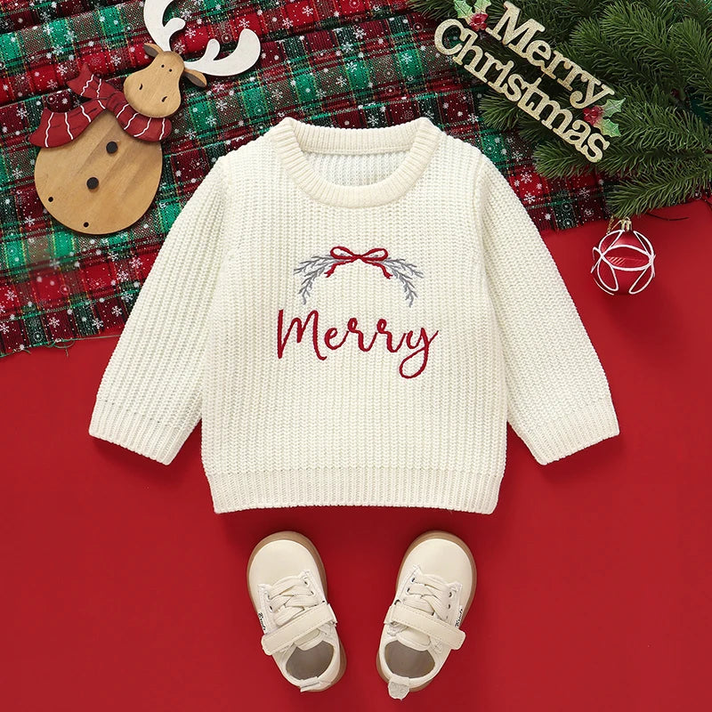 Suéteres de Navidad para bebé, ropa de invierno con cuello redondo, manga larga, jerséis tejidos para recién nacidos, jerséis para niños y niñas, prendas de punto infantiles de 1 a 3 años