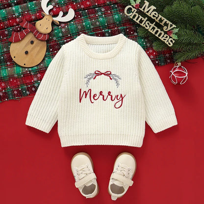 Suéteres de Navidad para bebé, ropa de invierno con cuello redondo, manga larga, jerséis tejidos para recién nacidos, jerséis para niños y niñas, prendas de punto infantiles de 1 a 3 años