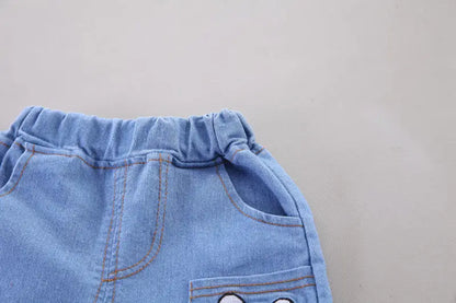 Ropa de dibujos animados para bebé, Camiseta con estampado de oso, pantalones cortos, 2 uds./Set