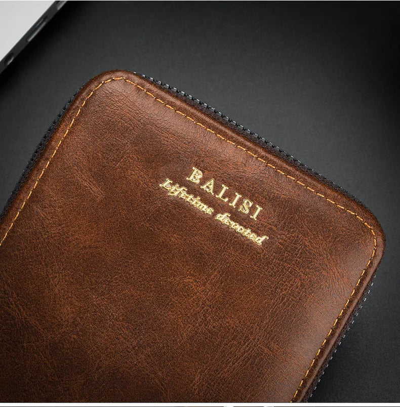 Nueva cartera de moda para hombre, monedero de cuero PU con cremallera, billeteras cortas de estilo Retro para hombre, tarjeteros, almacenamiento de monedas, monedero