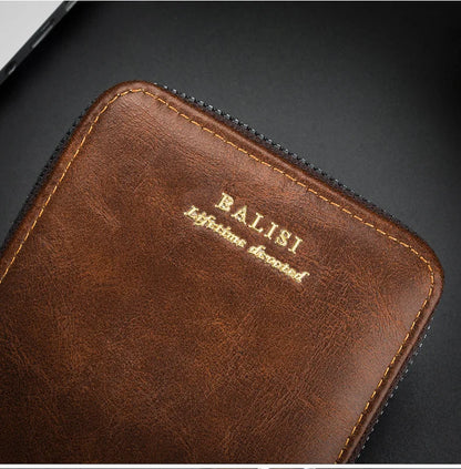 Nueva cartera de moda para hombre, monedero de cuero PU con cremallera, billeteras cortas de estilo Retro para hombre, tarjeteros, almacenamiento de monedas, monedero