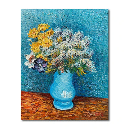 Paneles Decorativos Pintados a Mano, Pintura al Óleo de Flores Famosas, Reproducción de Cuadro con Textura, Decoración de Pared sin Marco