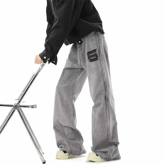 Pantalones Vaqueros de Mezclilla Rectos Estilo Americano para Hombre, Nuevos Modelos 2026, con Estampado de Letras, Estilo Y2K, Hip Hop, Moda Urbana, Corte Holgado