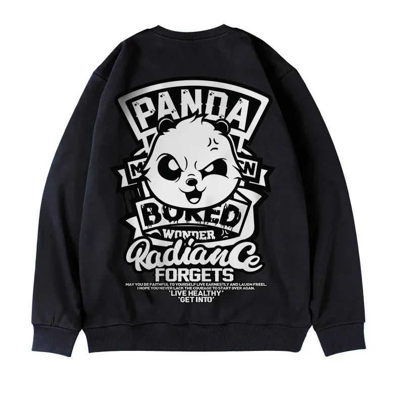 Otoño Anime Panda impreso sudaderas hombres nueva ropa de calle de gran tamaño pulóver con capucha Hip Hop Y2K Vintage sudaderas para hombres
