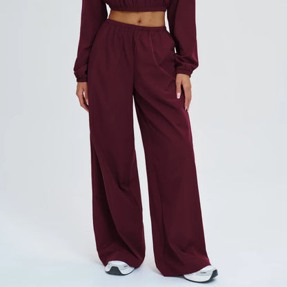 Pantalones de yoga deportivos de pierna ancha con protección solar para mujer, pantalones casuales de fitness, pantalones de gimnasio de cintura alta para mujer