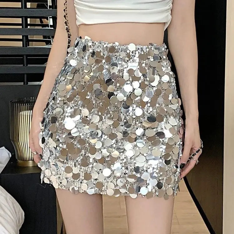 Wrap Hip Club estilo coreano Jupe Femme Y2k Sexy Faldas Mujer Moda 2026 Faldas de lentejuelas negras Mini primavera Otoño Verano