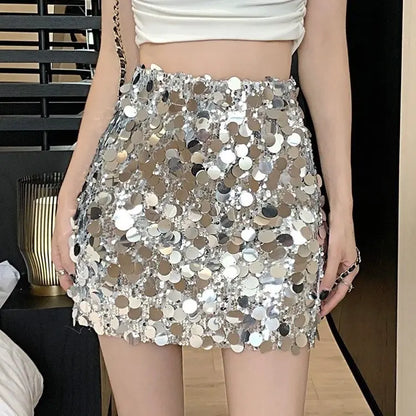 Wrap Hip Club estilo coreano Jupe Femme Y2k Sexy Faldas Mujer Moda 2026 Faldas de lentejuelas negras Mini primavera Otoño Verano