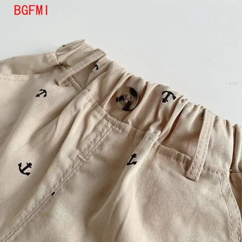 Conjunto de camisa Polo fina de verano para niños pequeños, camisa bordada de dibujos animados de manga corta para bebés + pantalones cortos informales completamente estampados, conjunto de 2 uds.