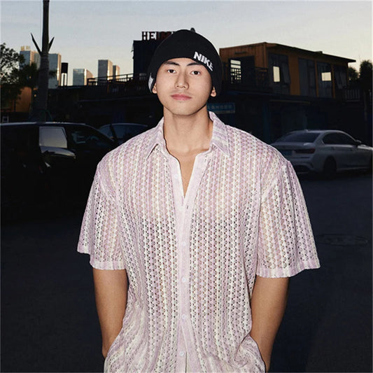 Camisa de manga corta estilo francés 2026 para hombre, casual, con botones, estilo Cleanfit, estética Y2K, streetwear, blusa.