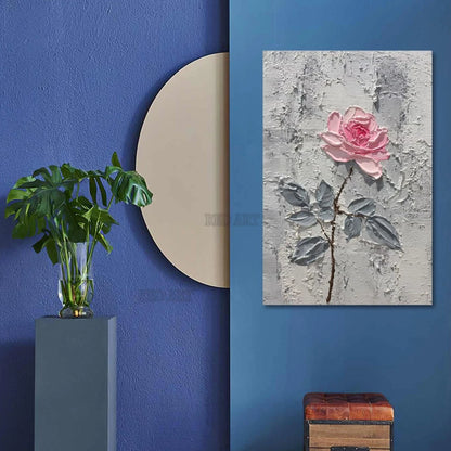 Cuadro Decorativo de Pared con Diseño de Rosa, Pintura Acrílica Texturizada 3D Pintada a Mano, Pintura Abstracta al Óleo de Gran Tamaño, + Paquete Switch In Art completo