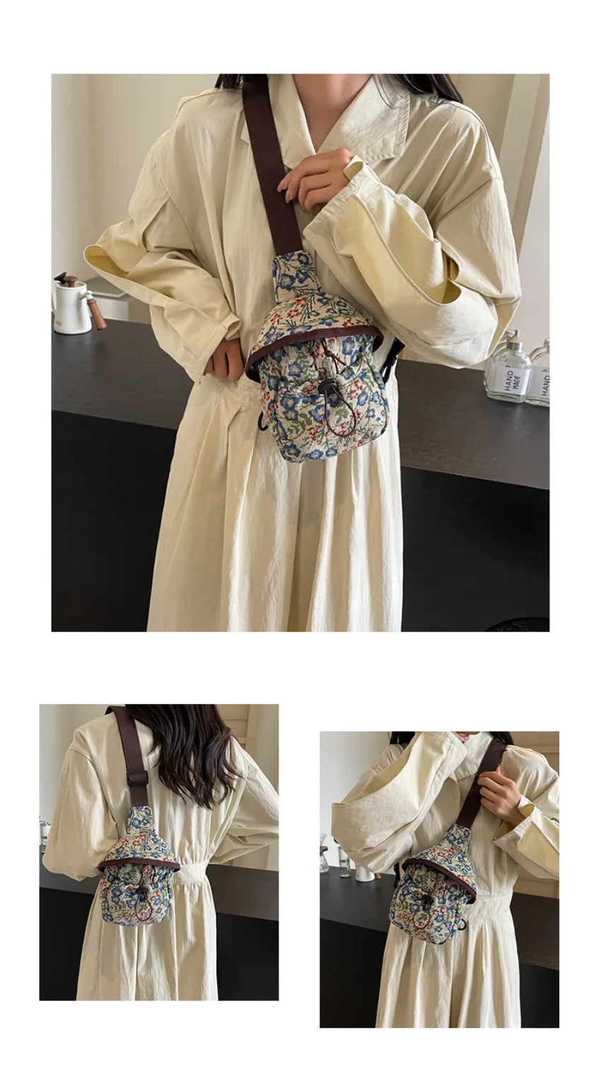 Bolso cruzado de moda para niñas y mujeres, bolso de teléfono de estilo chino, bolsillo en el pecho con estampado étnico, bolso de tela pequeño de un hombro, nuevo