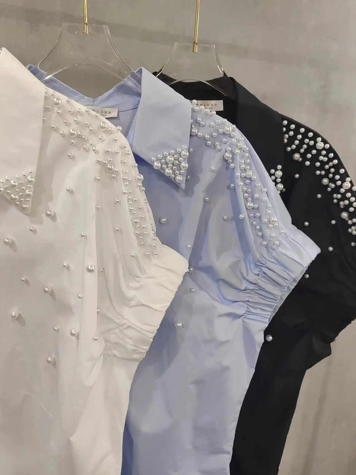Blusas de manga corta de algodón con cuentas de perlas, camisas para mujer, novedad de verano, primavera 2021, tendencia de moda, Tops informales sueltos, Blusas