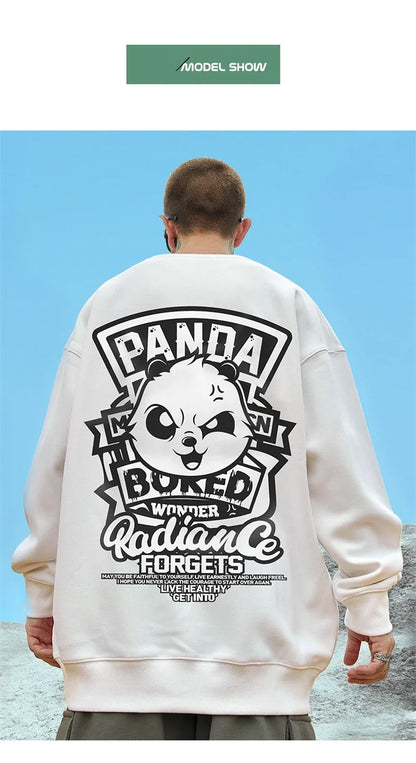 Otoño Anime Panda impreso sudaderas hombres nueva ropa de calle de gran tamaño pulóver con capucha Hip Hop Y2K Vintage sudaderas para hombres