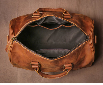 GURO-bolsos de viaje Retro de cuero de vaca para hombre y mujer, bolso de mano de cuero genuino, bolsa de Fitness de fin de semana de lujo, equipaje de viaje corto