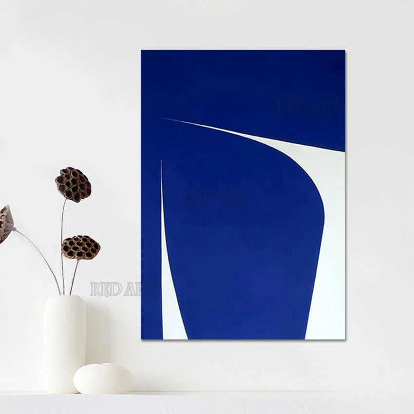 Cuadro Decorativo de Gran Tamaño para Porche, Póster de Pared, Diseño Abstracto Azul, Pintura al Óleo sobre Lienzo, Arte Hecho a Mano Sin Marco, Decoración de Hotel
