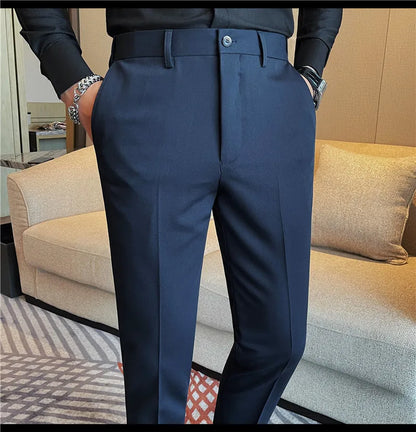 Camisas de vestir de negocios para hombres, pantalones ajustados de traje Social de oficina informal, pantalones de fiesta de boda de alta calidad, ropa de otoño e invierno