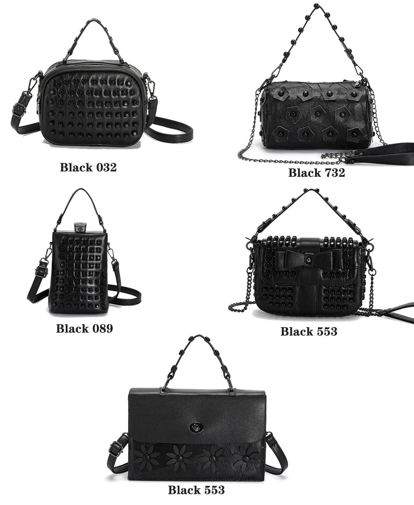 Bolso de cuero de diseñador de lujo para mujer, bandolera suave, pequeño, con remaches, estilo Punk, bolsillo para teléfono móvil