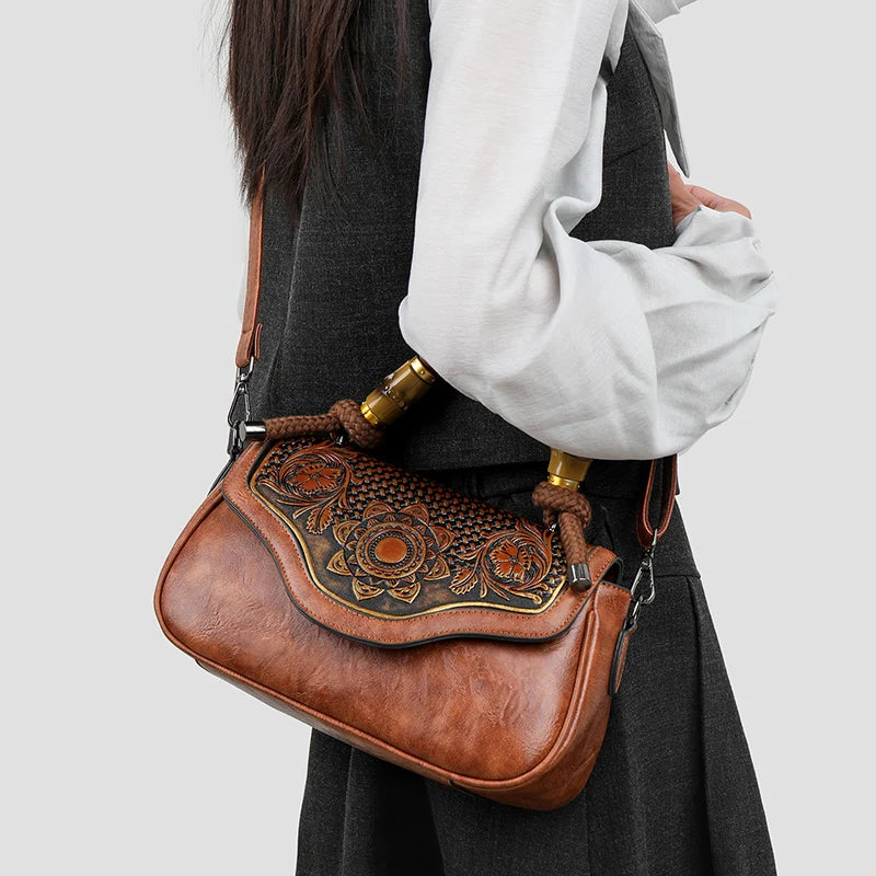 Bolso de hombro Retro para mujer, bandolera Diagonal con estampado 3D de alta calidad, clásico, para oficina, no demasiado grande o demasiado pequeño, de lujo