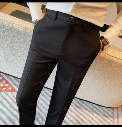 Camisas de vestir de negocios para hombres, pantalones ajustados de traje Social de oficina informal, pantalones de fiesta de boda de alta calidad, ropa de otoño e invierno